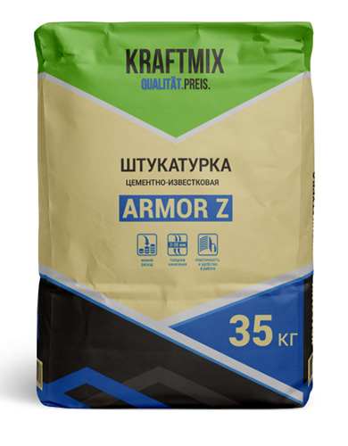 Штукатурка цементная Armor-Z, 35 кг, Крафтмикс